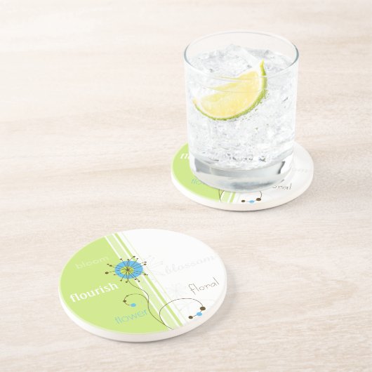 Moderne eenvoudige, blokgroene typografie zandsteen onderzetter (Zijkant)