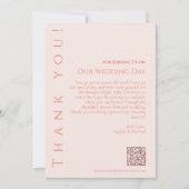 Moderne eenvoudige blush-bruiloft dank u- kaart (Voorkant)