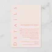 Moderne eenvoudige blush-bruiloft details- informatiekaartje (Achterkant)