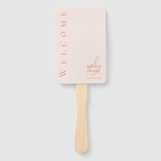 Moderne eenvoudige blush-bruiloft- handwaaier (Voorkant)