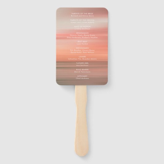 Moderne eenvoudige Blush bruiloft programma's Handwaaier (Achterkant)