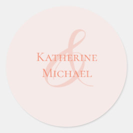 Moderne eenvoudige blush-bruiloft- ronde sticker