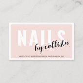 Moderne eenvoudige Blush Pink Border Logo Nail Tec Visitekaartje (Voorkant)