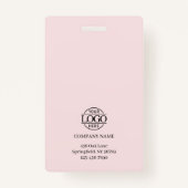 Moderne Eenvoudige Blush Roze Minimalistische Werk Badge (Achterkant)