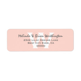 Moderne Eenvoudige Blush Roze Monogram Bruiloft V1 Etiket