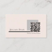 Moderne Eenvoudige Blush Roze QR Code Visitekaartje (Voorkant)