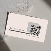 Moderne Eenvoudige Blush Roze QR Code Visitekaartje