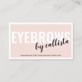 Moderne Eenvoudige Blush Roze Rand Logo Wenkbrauw Visitekaartje (Voorkant)