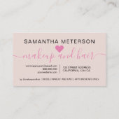 Moderne eenvoudige blush roze script make-up 10 klantenkaartje (Achterkant)