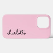Moderne Eenvoudige Blush Roze Script Stijl Monogra Case-Mate iPhone Case (Achterkant (horizontaal))