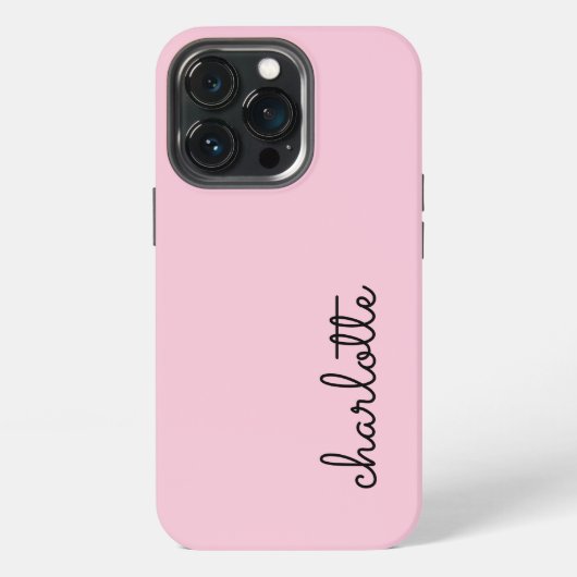 Moderne Eenvoudige Blush Roze Script Stijl Monogra iPhone Hoesje (Achterkant)