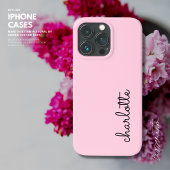 Moderne Eenvoudige Blush Roze Script Stijl Monogra iPhone Hoesje