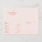 Moderne Eenvoudige Blush-RSVP-Wedding- Briefkaart (Achterkant)