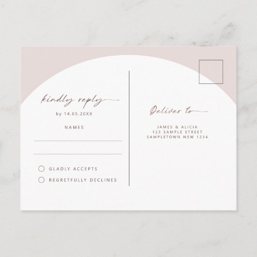 Moderne eenvoudige Bohemen RSVP Reply Kaart (Achterkant)