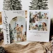 Moderne Eenvoudige Boho Arch Kerstfoto Feestdagenkaart