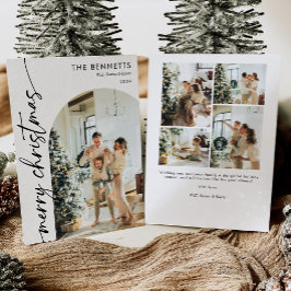Moderne Eenvoudige Boho Arch Kerstfoto Feestdagenkaart
