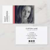 MODERNE EENVOUDIGE BOLD PINK PERSOONLIJKE FOTO-IDE VISITEKAARTJE (Voorkant / Achterkant)