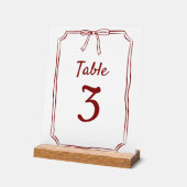 Moderne Eenvoudige Boog Bruiloft Maroon Tafelnumme Acryl Bord (Hoek)
