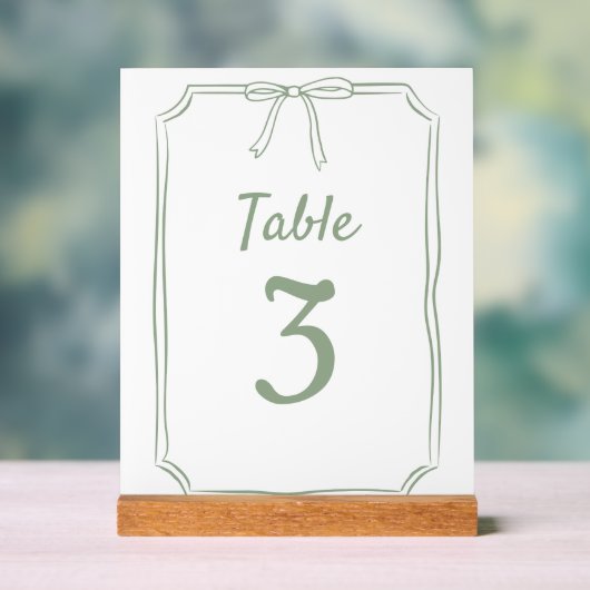 Moderne Eenvoudige Boog Bruiloft Sage Groene Tafel Acryl Bord (Neutraal)