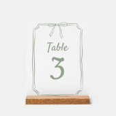 Moderne Eenvoudige Boog Bruiloft Sage Groene Tafel Acryl Bord (Voorkant)