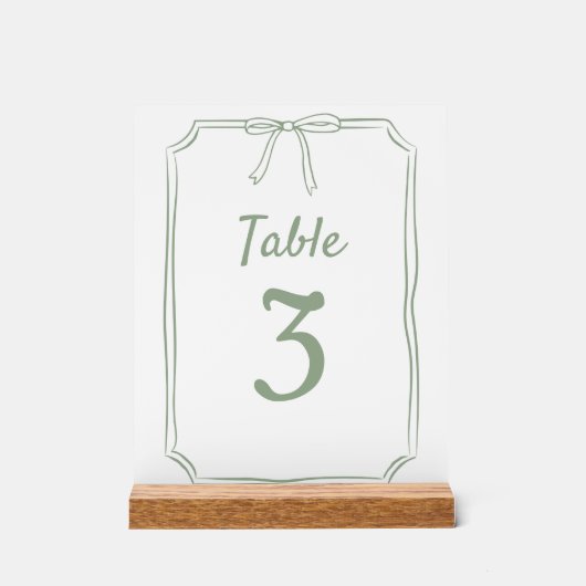 Moderne Eenvoudige Boog Bruiloft Sage Groene Tafel Acryl Bord (Voorkant)