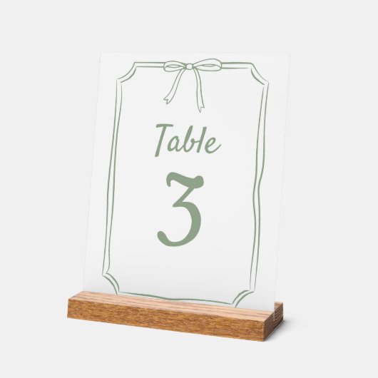 Moderne Eenvoudige Boog Bruiloft Sage Groene Tafel Acryl Bord (Hoek)