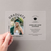 Moderne eenvoudige boog foto afstudeerfeest acryl uitnodigingen (Insitu (Draagbaar))