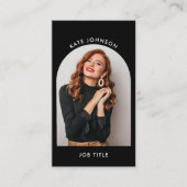 Moderne Eenvoudige Boog Foto Zwart Wit QR Code Visitekaartje (Voorkant)