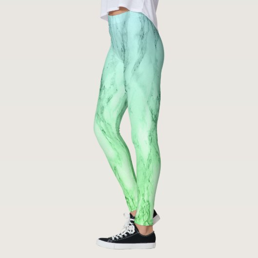 Moderne, eenvoudige boompastelblauwe munt groen leggings (Links)