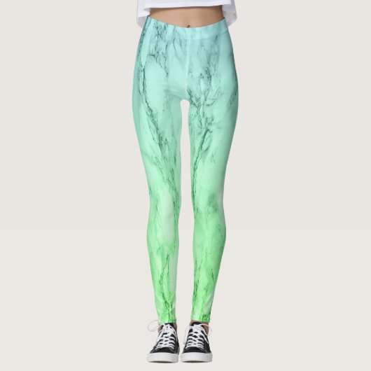 Moderne, eenvoudige boompastelblauwe munt groen leggings (Voorkant)