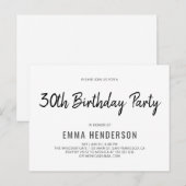 Moderne Eenvoudige Borstel 30ste Verjaardagsfeest Uitnodiging Briefkaart (Voorkant / Achterkant)