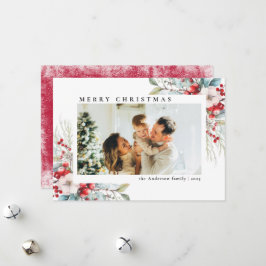 Moderne eenvoudige botanische bessen | Foto van Ke Feestdagenkaart