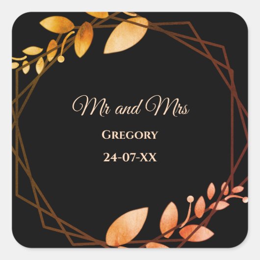 Moderne eenvoudige botanische elegante herfstboho vierkante sticker (Voorkant)