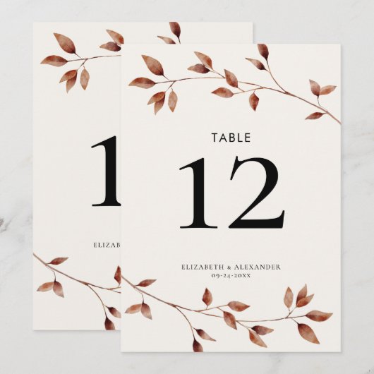 Moderne eenvoudige botanische herfst laat bruiloft (Voorkant / Achterkant)