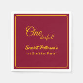 Moderne eenvoudige Bourgogne en goud chique 1e ver Servet (Voorkant)