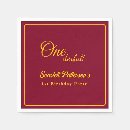 Moderne eenvoudige Bourgogne en goud chique 1e ver Servet (Voorkant)