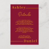 Moderne eenvoudige Bourgogne en gouden elegante br Informatiekaartje (Voorkant)