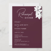 Moderne eenvoudige Bourgogne Magnolia repesal Dinn Kaart (Voorkant)