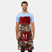 Moderne Eenvoudige Bourgondische Fotocollage Monog Schort (Gedragen)