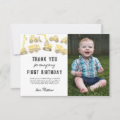 Moderne eenvoudige bouwfoto eerste verjaardag bedankkaart (Voorkant)