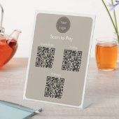 Moderne Eenvoudige Brown Cream Scan om QR Codes te Reclamebord Met Voetstuk (Insitu)