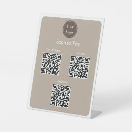 Moderne Eenvoudige Brown Cream Scan om QR Codes te Reclamebord Met Voetstuk