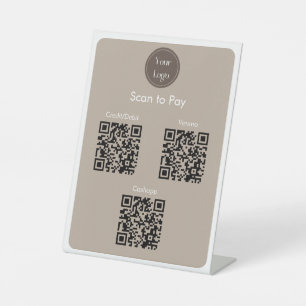 Moderne Eenvoudige Brown Cream Scan om QR Codes te Reclamebord Met Voetstuk