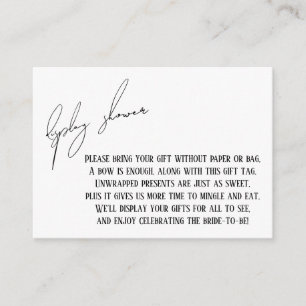 Moderne Eenvoudige Bruids Display Douche Gift Kaar Informatiekaartje