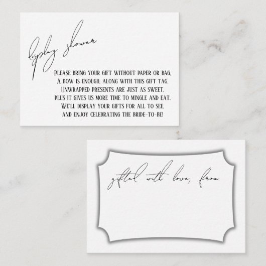 Moderne Eenvoudige Bruidsdisplay Shower Cadeaubon Informatiekaartje (Voorkant / Achterkant)