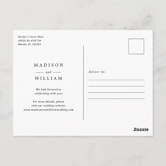 Moderne Eenvoudige bruiloft bespaart de datum Briefkaart (Achterkant)