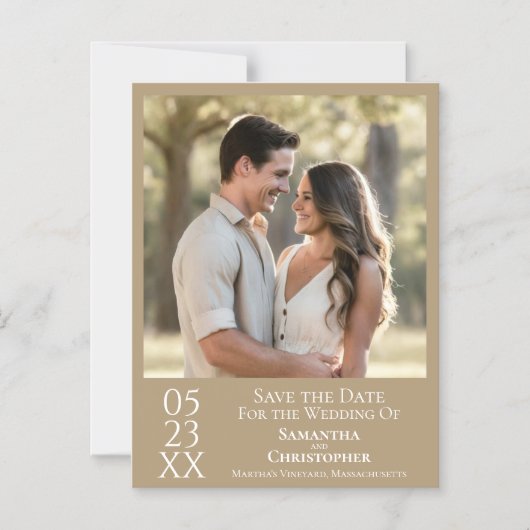 Moderne eenvoudige bruiloft Bewaar de datum Foto T Magnetische Uitnodiging (Voorkant)