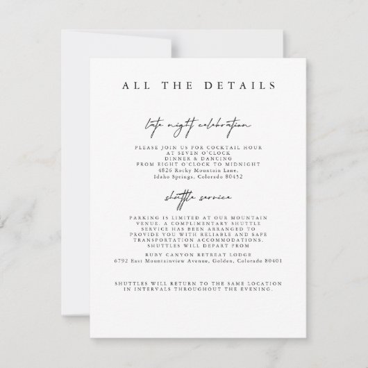 Moderne eenvoudige bruiloft details behuizing Kaar Kaart (Voorkant)