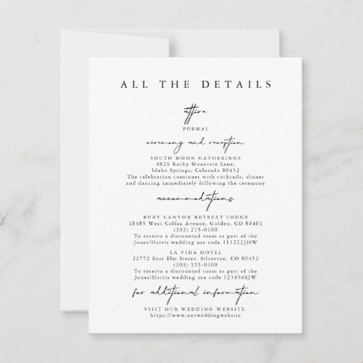 Moderne eenvoudige bruiloft details behuizing Kaar Kaart (Voorkant)