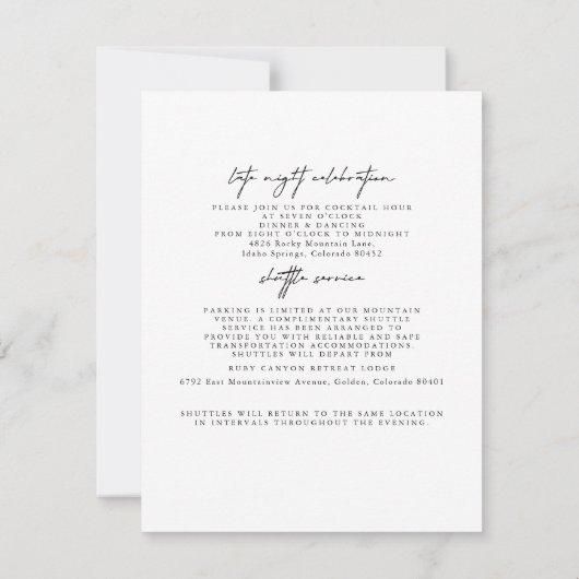 Moderne eenvoudige bruiloft details behuizing Kaar Kaart (Achterkant)